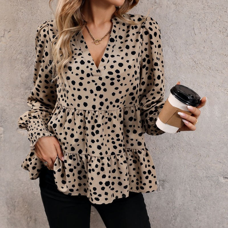 Maribelle | Women's Puff Sleeve Voluminous Blouse in Khaki
