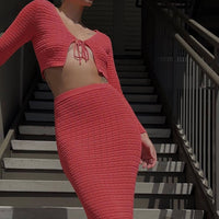 Mariella | Women's Knit Maxi Skirt in Red