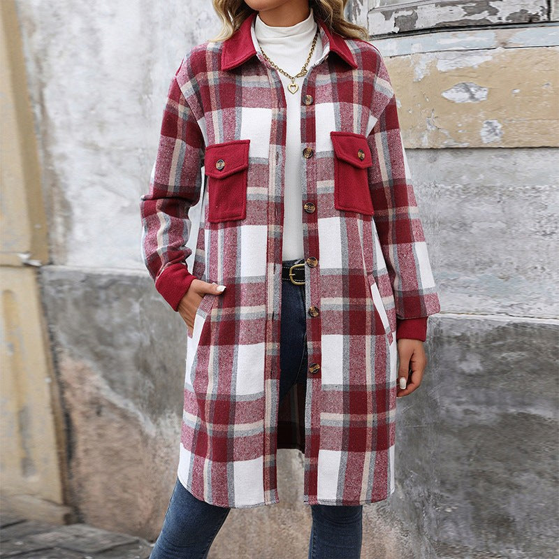 Mariella | Women's Pockets Coat in Wine Red