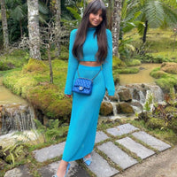 Marina | Women's Knit Maxi Skirt in Blue