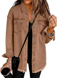 Marion | Women's Oversized Button Front Jacket in Brown