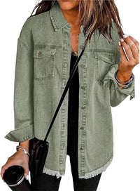 Marion | Women's Oversized Button Front Jacket in Green