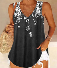 Marisanne | Women's V-Neck Sleeveless Floral Blouse Top