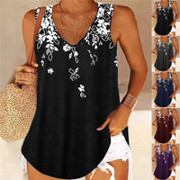 Marisanne | Women's V-Neck Sleeveless Floral Blouse Top