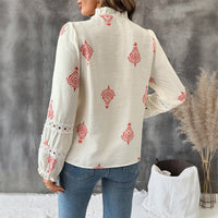 Maristela | Women's Stand Collar Puff Sleeve Top in Apricot