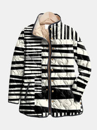 Marjolein | Women's Striped Quilted Jacket in Black