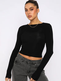 Marjolijn | Women's Bodycon Ruched Top in Black