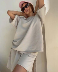 Marjorie | Women's Oversized Comfortable Two-Piece Set in Apricot