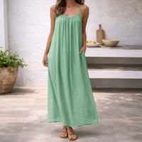 Marjorie | Women's Spaghetti Strap Maxi Sundress in Light Green
