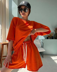Marjorie | Women's Oversized Comfortable Two-Piece Set in Orange
