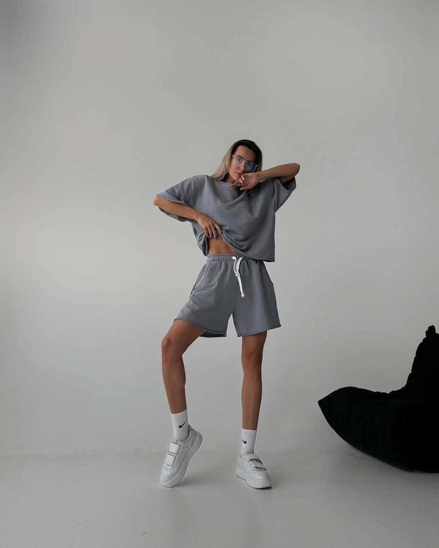 Marjorie | Women's Oversized Comfortable Two-Piece Set in Schiefer Gray