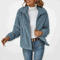 Marlene | Women's Zip Front Textured Jacket in Blue Gray