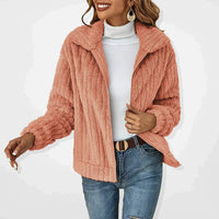 Marlene | Women's Zip Front Textured Jacket in Pink