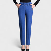Marnie | Women's Elastic Waist Pockets Jeans in Blue