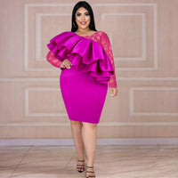 Marta | Women's Asymmetric Ruffle Lace Top in Magenta
