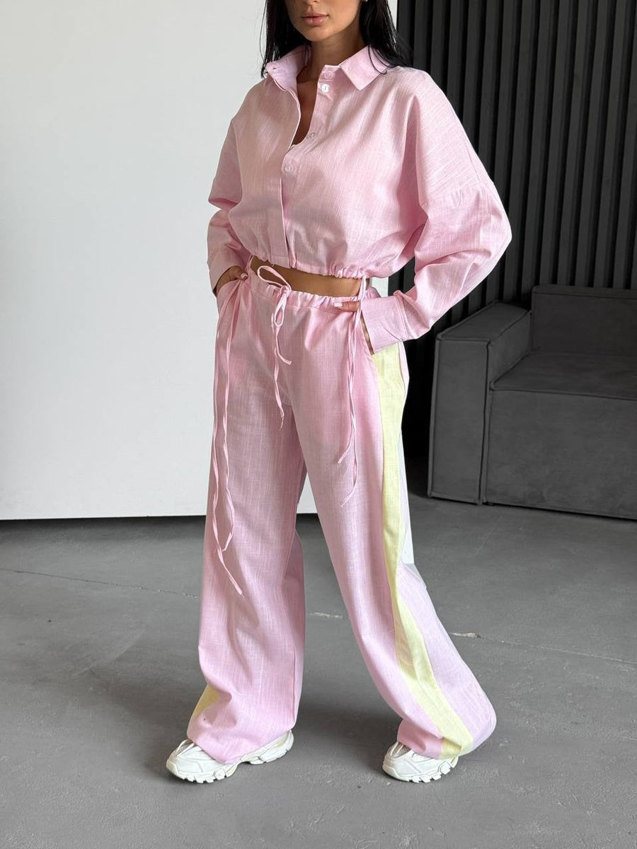 Marthe | Women's Elastic Waist Drawstring Casual Pants – Dress Pants in Pink