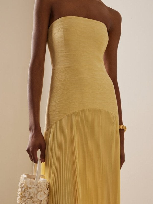Mathilda | Women's Strapless Pleated Maxi Sundress