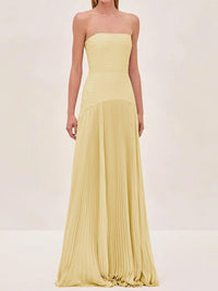 Mathilda | Women's Strapless Pleated Maxi Sundress