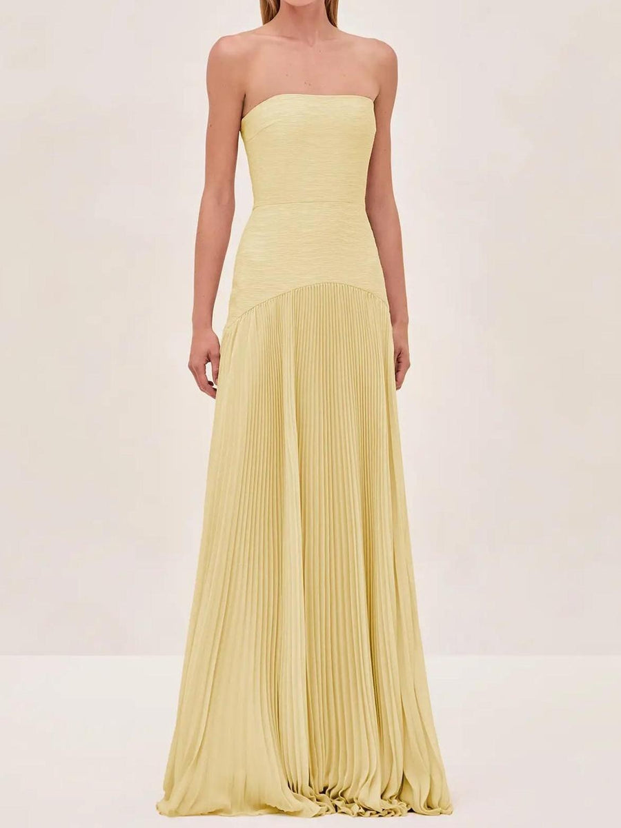 Mathilda | Women's Strapless Pleated Maxi Sundress