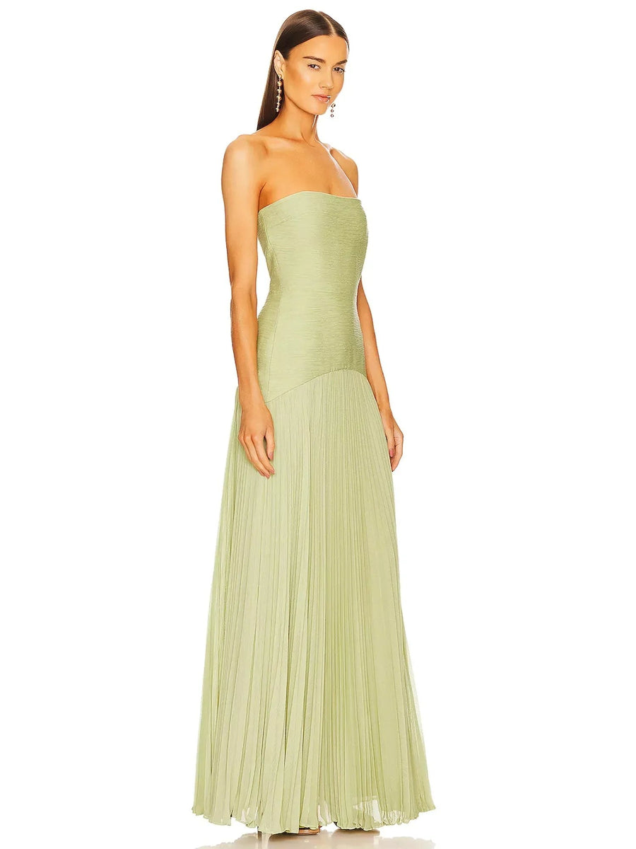 Mathilda | Women's Strapless Pleated Maxi Sundress