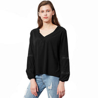 Matilda | Women's Lace Trim V-Neck Blouse