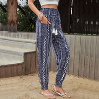 Mauricette | Women's Elastic Waist Modern Pants – Dress Pants in Blue