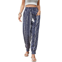 Mauricette | Women's Elastic Waist Modern Pants – Dress Pants in Blue