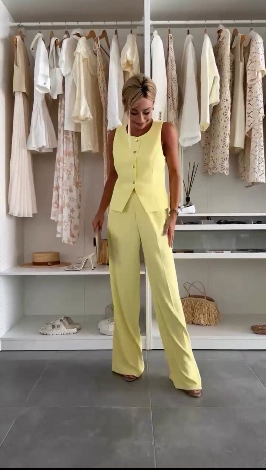 Mavis | Women's Sleeveless Button Vest Trousers Matching Set