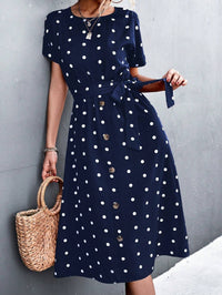 Mavis | Women's Button-Front Modern Dress – Casual Dress in Dark Blue