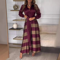 Maxine | Women's Striped Belted Chic Shirt Dress
