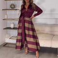 Maxine | Women's Striped Belted Chic Shirt Dress