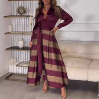 Maxine | Women's Striped Belted Chic Shirt Dress