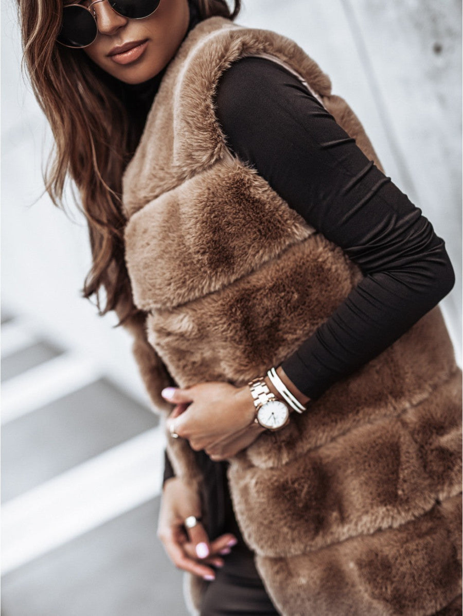 Maya | Women's Fleece Soft Vest – Fleece Jacket in Khaki