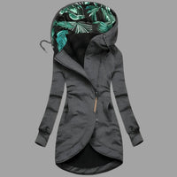Maya | Women's Rugged Long Hooded Winter Shell Jacket with Zipper in Gray