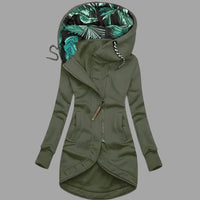 Maya | Women's Rugged Long Hooded Winter Shell Jacket with Zipper in Green
