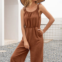 Mechthild | Women's Tailored Ruffle Jumpsuit in Caramel