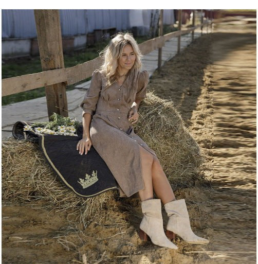 Melissa | Women's Voluminous Shirt Dress in Khaki
