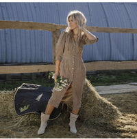 Melissa | Women's Voluminous Shirt Dress in Khaki