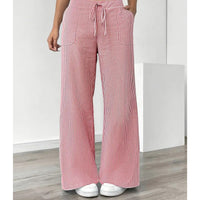 Melissa | Women's Striped With Pockets Pants in Pink