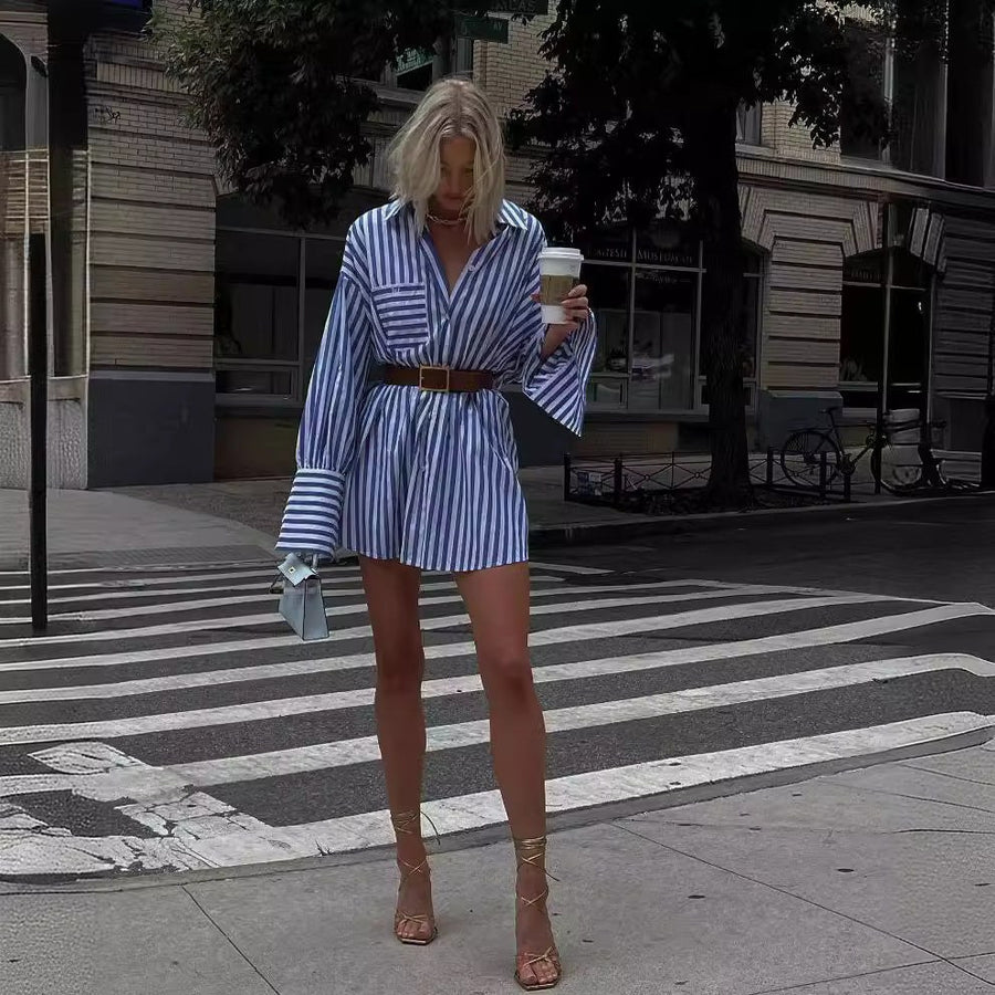 Mercedes | Women's Striped Fashionable Shirt Dress