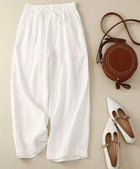 Mercedes | Women's Wide Leg Drawstring Pants in White