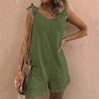 Meredith | Women's Bow Strap Pocket Playsuit in Green