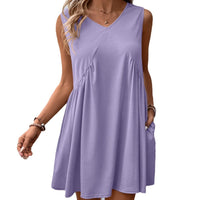 Merveille | Women's V-Neck Flowing Pockets Dress – Casual Dress