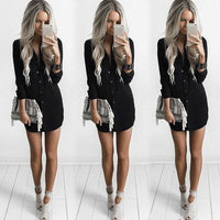 Mia | Women's Slit Elegant Shirt Dress in Black