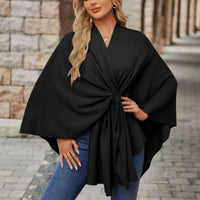 Mia | Women's Draped Wrap Style Poncho in Black