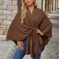 Mia | Women's Draped Wrap Style Poncho in Brown