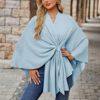 Mia | Women's Draped Wrap Style Poncho in Light Blue