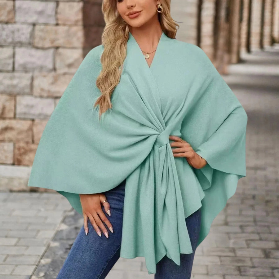 Mia | Women's Draped Wrap Style Poncho in Light Green