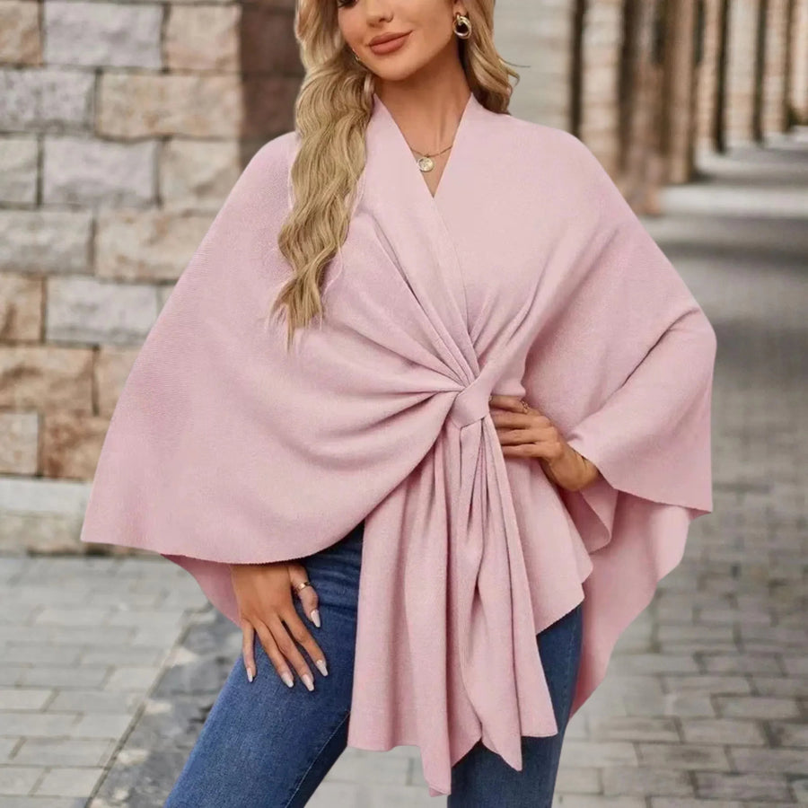 Mia | Women's Draped Wrap Style Poncho in Pink
