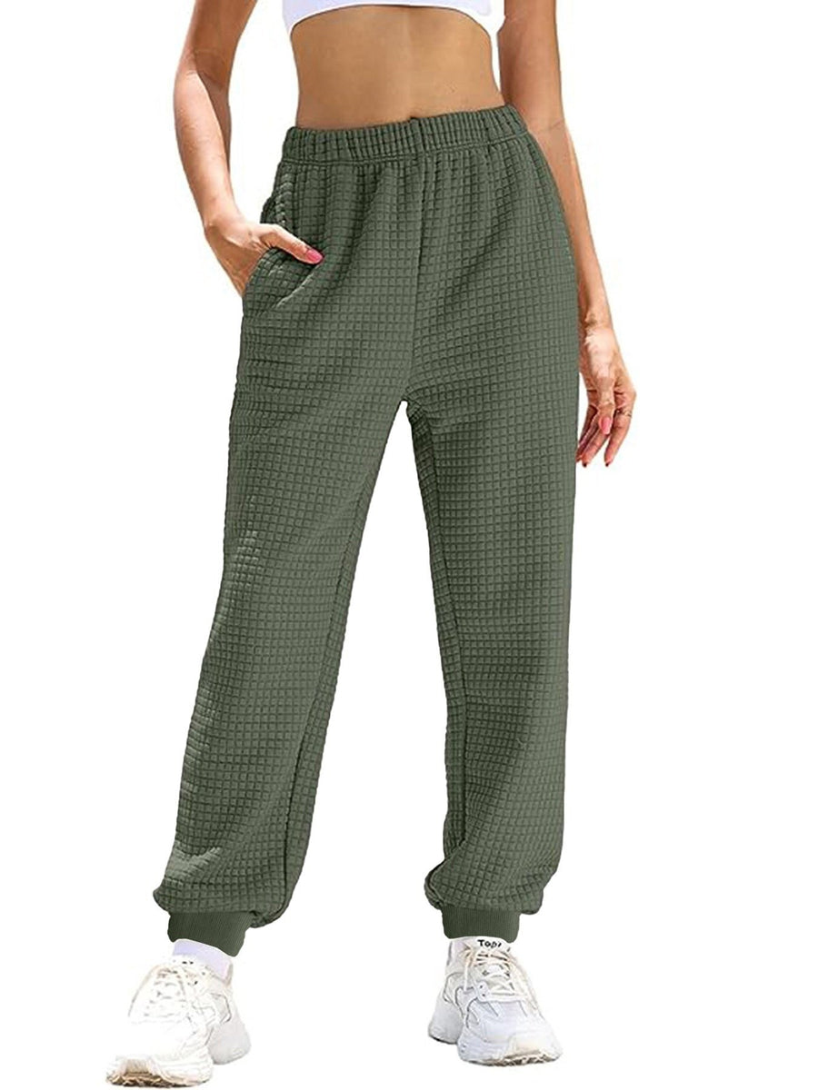 Michaela | Women's Elastic Waist Pockets Casual Pants – Dress Pants in Olive Green